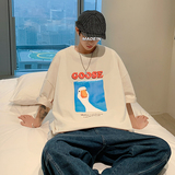 2025夏季趣味卡通印花短袖男宽松休闲T恤青少年流行短袖T8844-P30，男装T恤，电商A062