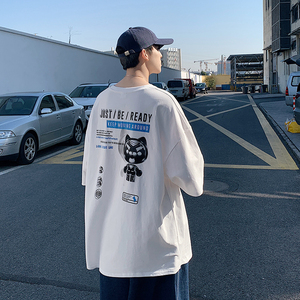 2025新款卡通印花T恤短袖青少年流行夏季宽松圆领休闲服T8878-P35图片