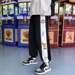 2025春夏港风男士运动裤潮流宽松卡通印花休闲裤K802-P45图片