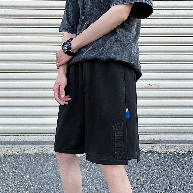 2024新款直筒针织运动裤青少年短裤压花印五分裤宽松休闲K852-P40，男装休闲裤，电商A062