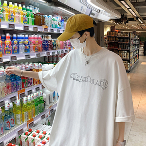 2025夏季港风趣味短袖青少年流行圆领印花休闲字母T恤T8863-P35图片