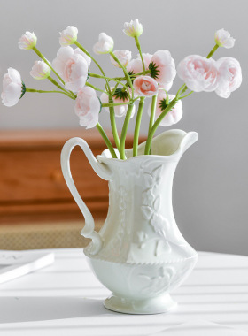 现代法式花瓶ins风陶瓷高颜值轻奢干花插花水养乐高花束家居摆件