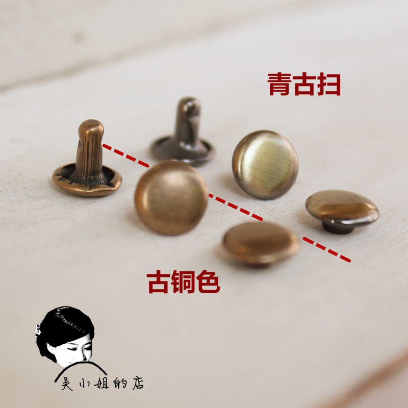 전 구리 멀티 사이즈 플랫 리벳 둥근 버섯 손톱 수제 패브릭 DIY 임팩트 리벳 리벳 수하물 액세서리 10 세트