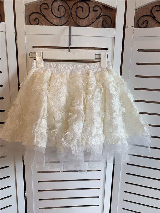 ALU 唯美夢幻白玫瑰進口宮廷歐根紗提花棉多層裙褲女2023春夏新品