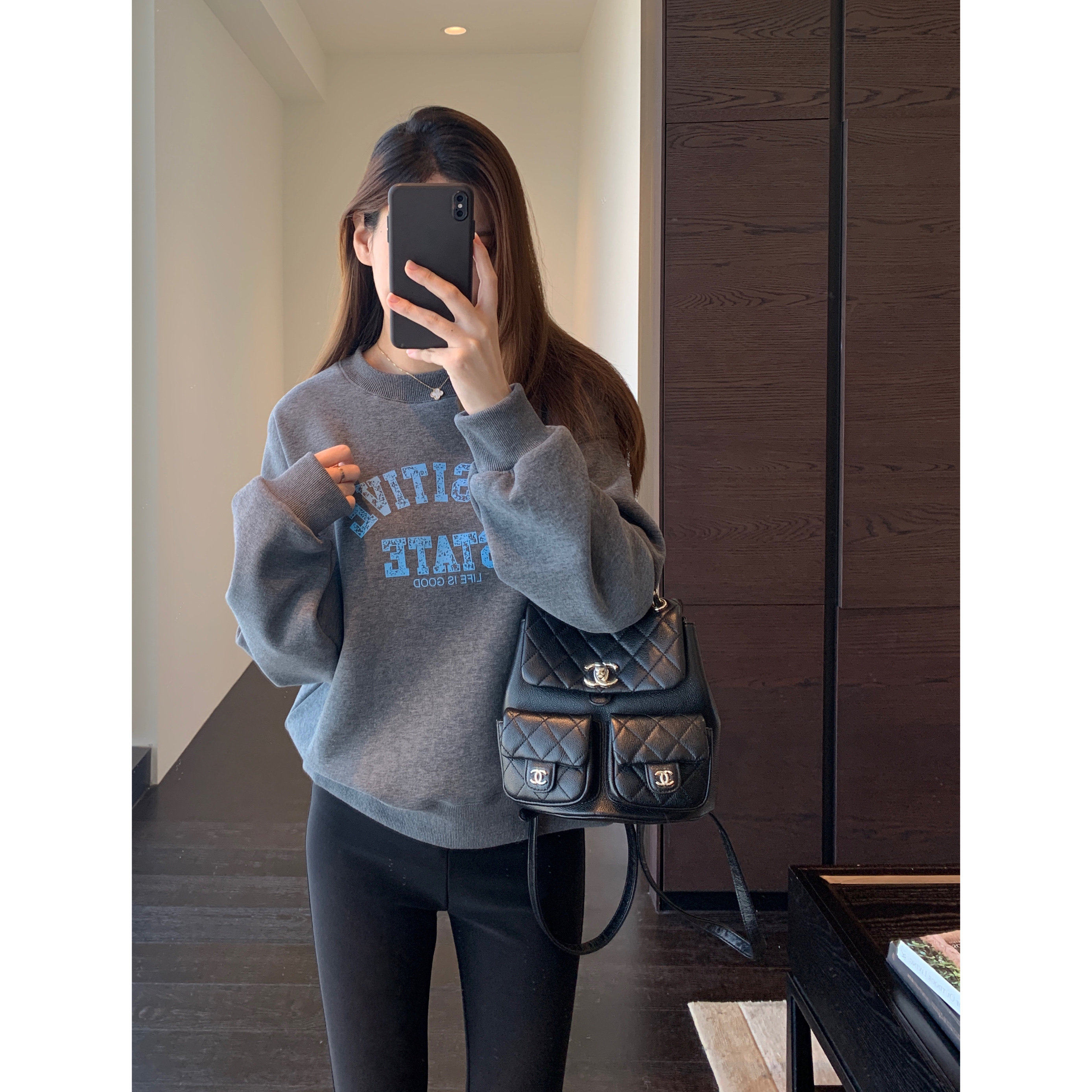 AMR UU◆美式休闲 慵懒休闲加绒加厚保暖字母印花卫衣女秋冬新款