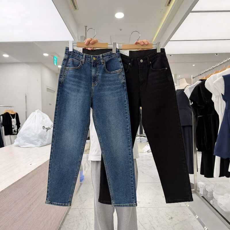 韩国东大门26秋PAI正品松紧腰弹力显瘦小直筒九分烟管牛仔裤2112