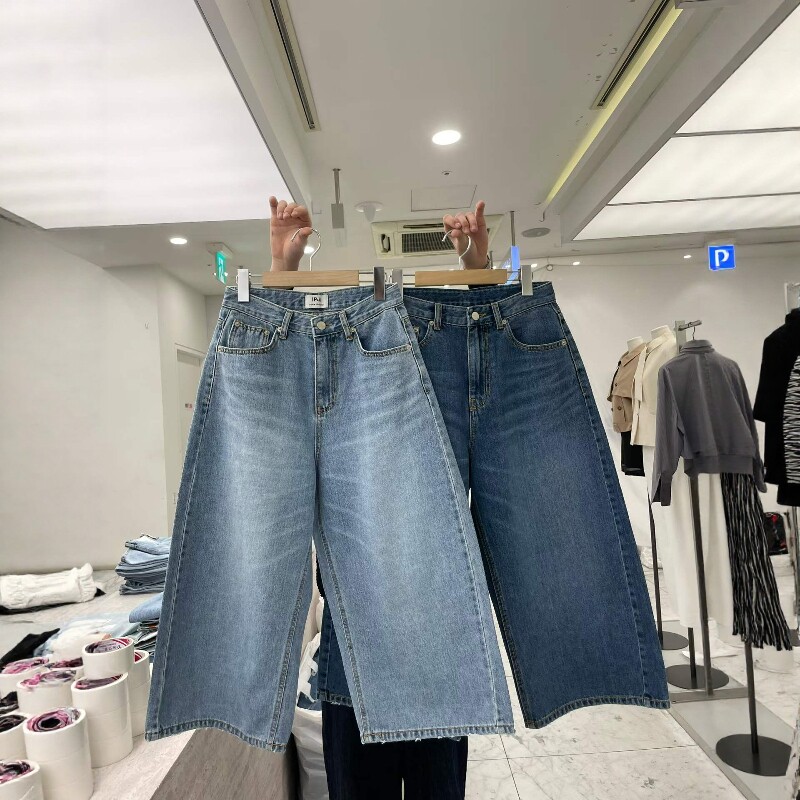 韩国东大门26夏款PAI正品高腰宽松显瘦阔腿裤直筒八分牛仔裤1250