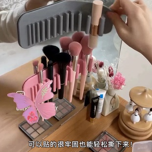又是一神器呀！吸壁式化妆刷子收纳架硅胶便携牙刷晾干架晾晒挂架