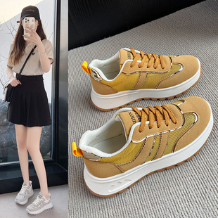 厚底增高春夏休闲鞋 透气鞋 运动女鞋 复古板鞋 韩版 上新冲量2025新款