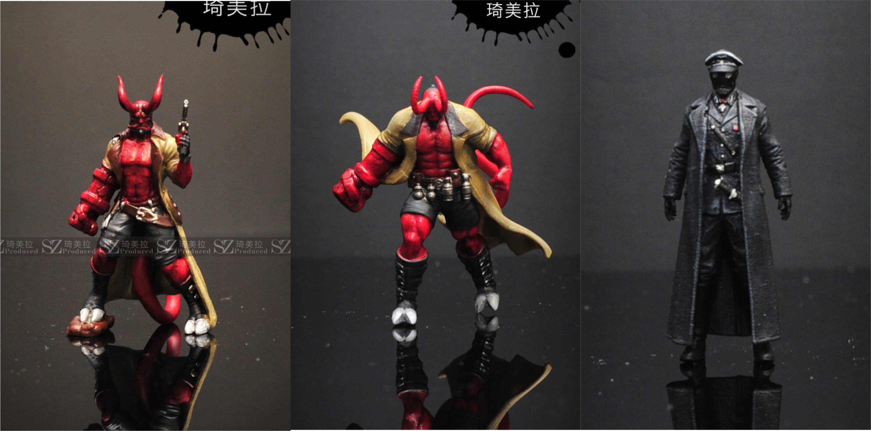 1/64/1/43人偶地狱男爵/克焰人德国军官车模摆件模型