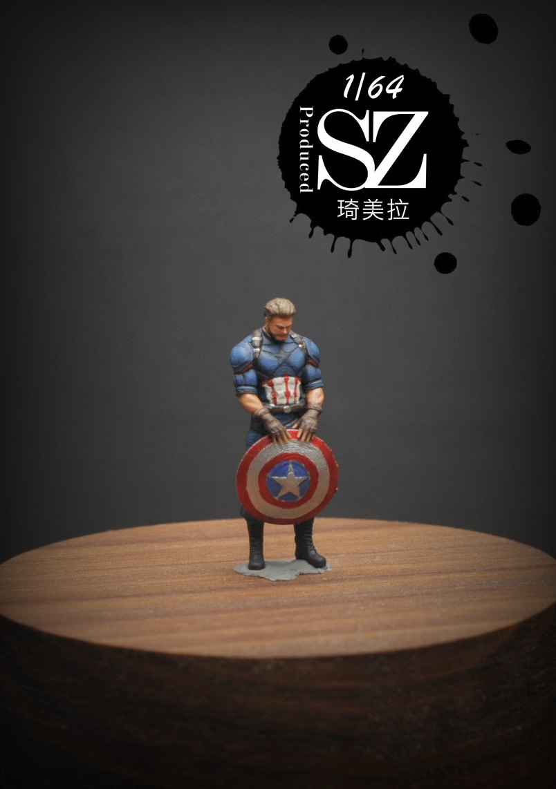 1/64/1/43人偶琦美拉出品漫威美国队长系列车模人偶摆件