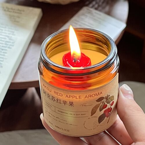 苹果【手工香薰蜡烛】助眠持久