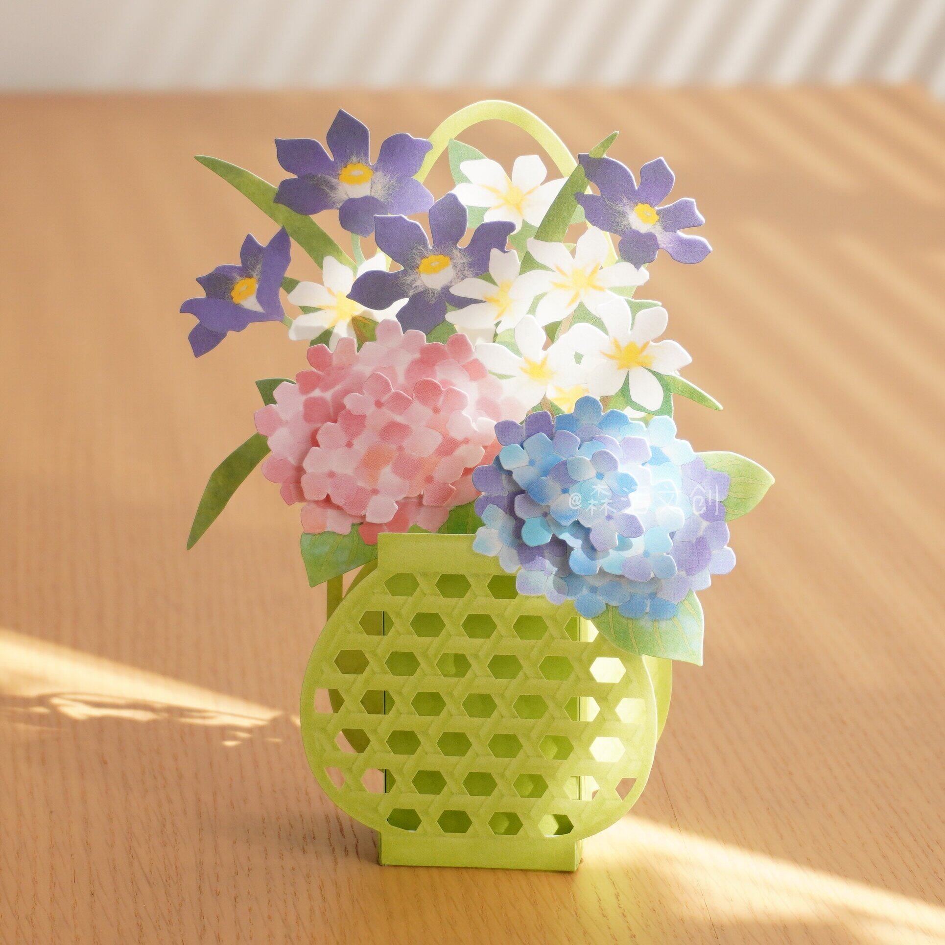 创意立体花束贺卡高端花卉日式绣球花篮节日祝福装饰卡片礼物合集