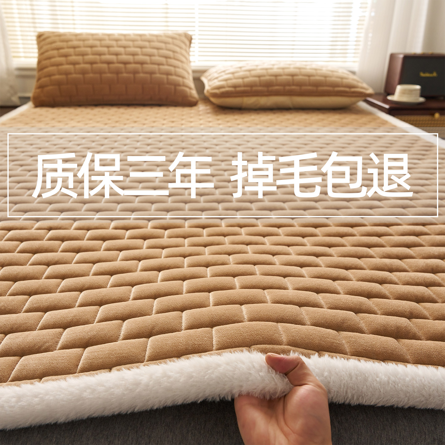 短毛绒牛奶绒床垫加绒加厚毛毯床单冬季宝宝绒可水洗薄款床褥垫子