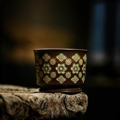 瓷茶记手工容天杯草木灰主人杯
