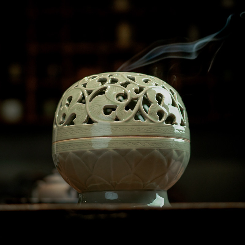 越窑新款龙泉青瓷手工香熏炉复古大号陶瓷塔香炉檀香炉沉香盘香炉,家居饰品,香薰炉,淘宝优惠券,粉丝福利购,淘宝优惠卷