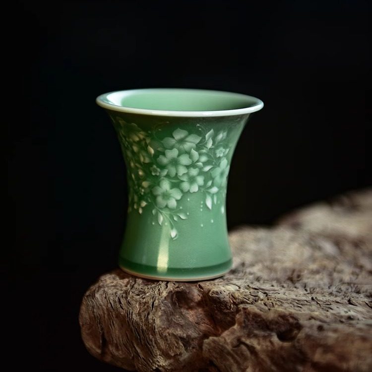 瓷茶记李斌中式非遗手工闻香杯繁花品茗杯家用主人杯高颜值岩茶杯,餐饮具,茶杯,淘宝优惠券,粉丝福利购,淘宝优惠卷