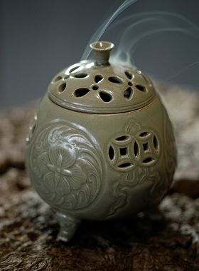 瓷茶记熏香炉仿古青瓷