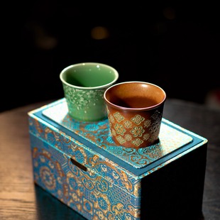 瓷茶记李斌宝相繁花咖啡杯套组高档礼盒套装乔迁家居原创手工礼物