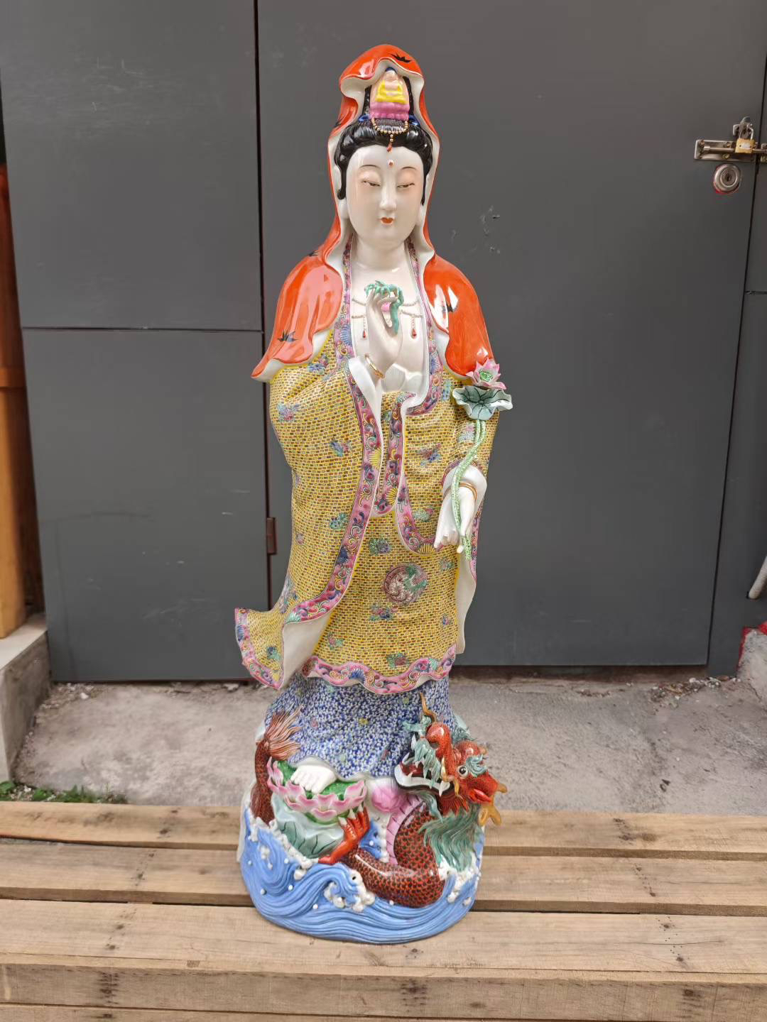 景德镇陶瓷观音菩萨佛像客厅家用供奉观世音菩萨像装饰品摆件93cm