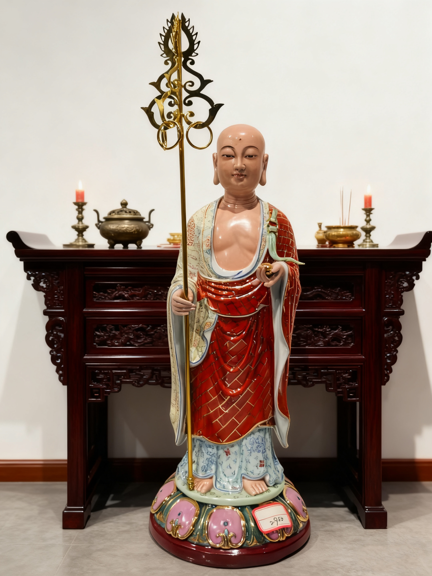 景德镇陶瓷人物雕塑工艺佛像供奉家用地藏王菩萨佛像瓷像摆件37cm