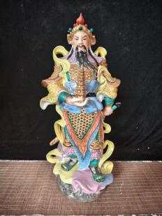 雕塑陶瓷工艺品人物李靖托塔李天王瓷像道家居家供奉神像摆件48cm