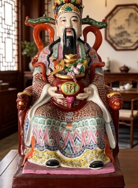 景德镇家用摆件神像捧举宝盆财神爷像文财神招财店铺开业礼品60cm