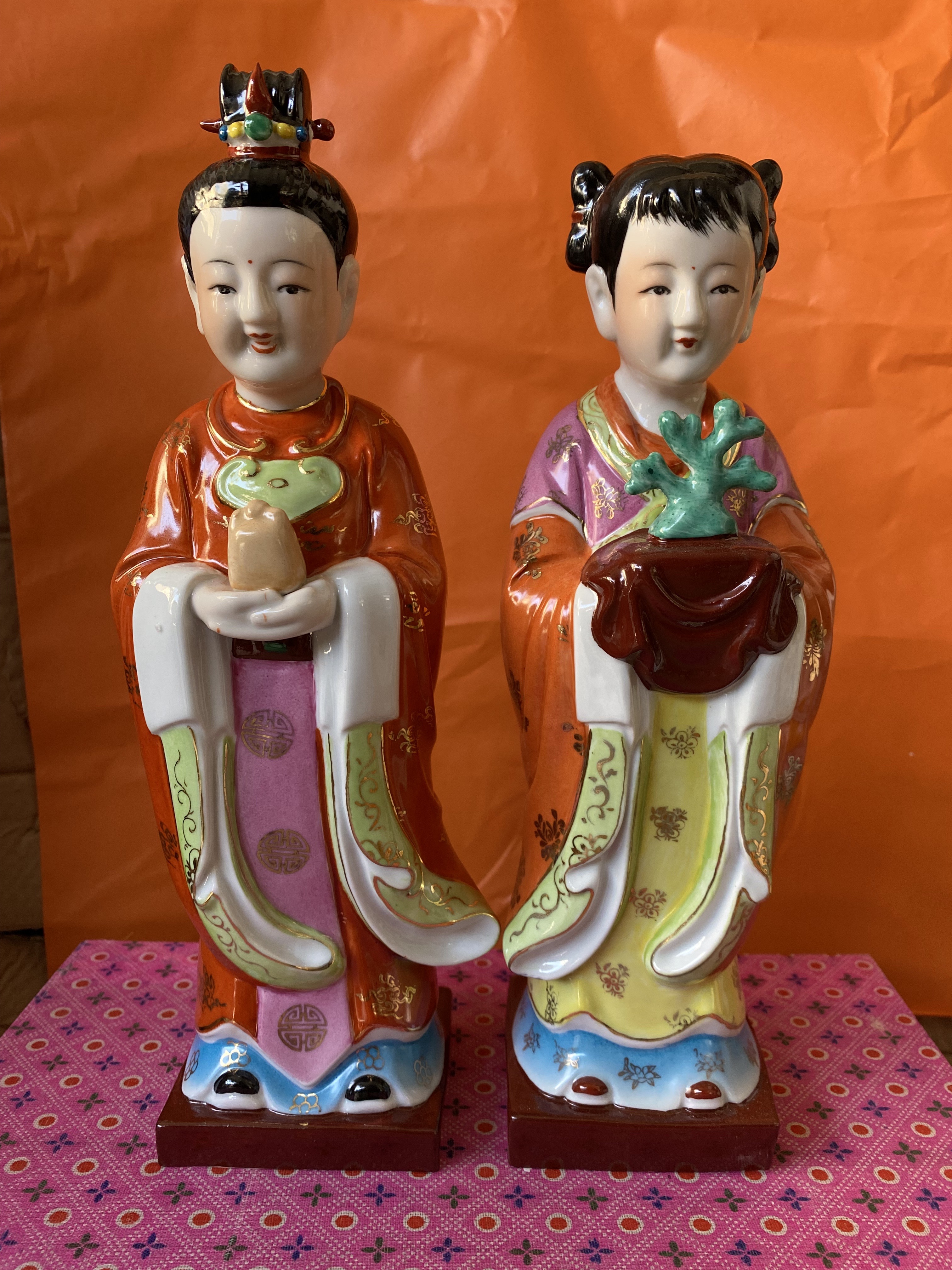 散财童子善财童子龙女金童玉女陶瓷家用供奉神像工艺品雕塑像33cm