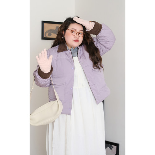 韩系撞色短款棉服外套