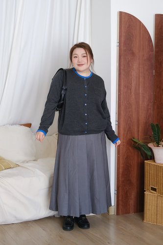 zooobaby10/31晚八点 格雷系撞色假两件针织衫开衫显瘦圆领上衣