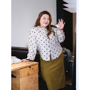 zooobaby01/22韩系早春轻复古波点木耳边棉麻衬衫衬衫上衣