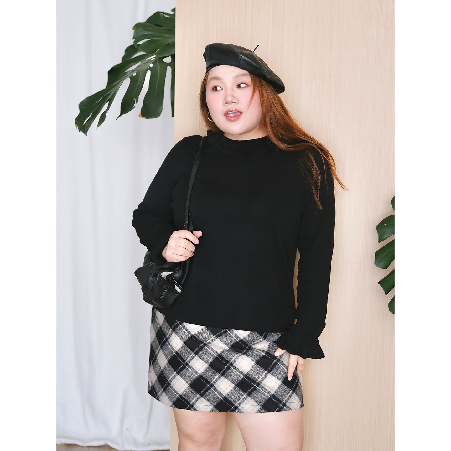 zooobaby10/20韩系简约花边半高领长袖针织衫女显瘦上衣