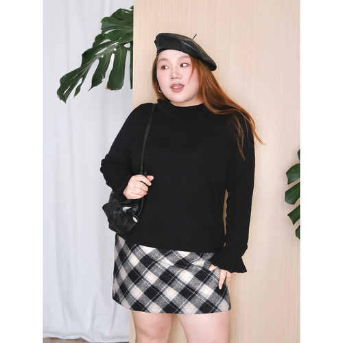 zooobaby10/20韩系简约花边半高领长袖针织衫女显瘦上衣