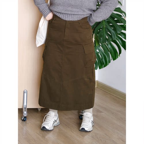 zooobaby10/20韩系简约高腰显瘦工装半身裙女中长款A字裙