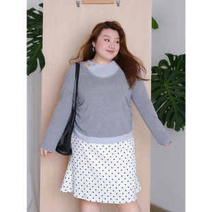 zooobaby08 上衣 27韩系简约拼色假两件抽绳显瘦百搭套头针织衫