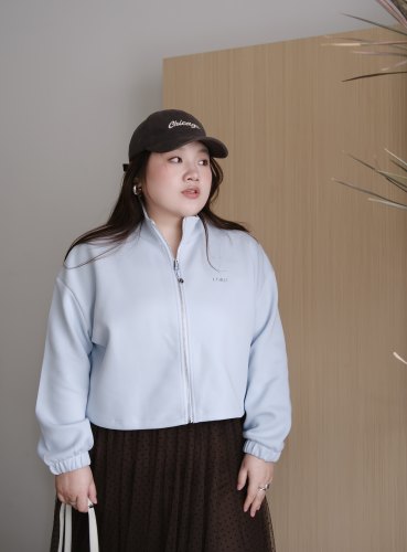 03/08早春新品韩系简约立领拉链短款卫衣外套