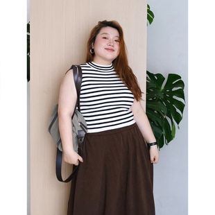 zooobaby09 22韩系简约半高领条纹针织马甲背心高弹上衣