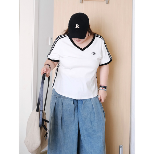 zooobaby05/28韩系v领美式休闲v领正肩短袖t恤上衣