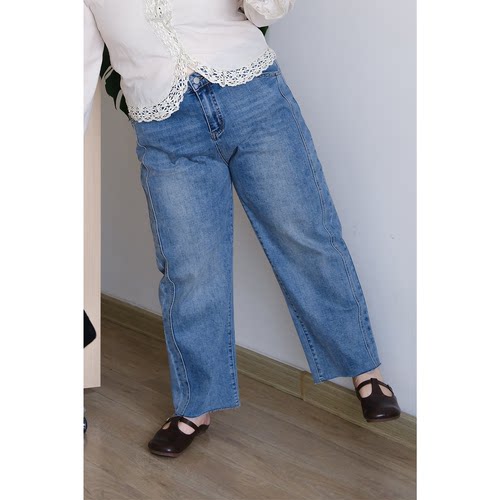 zooobaby08/18韩系简约九分裤显瘦高腰牛仔裤长裤