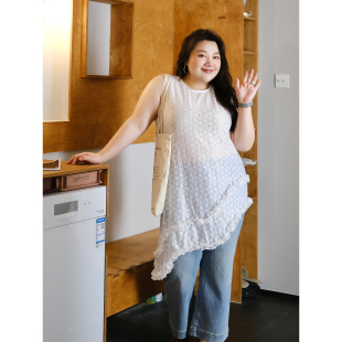 韩系不规则设计感花边蕾丝背心裙 24早春新品