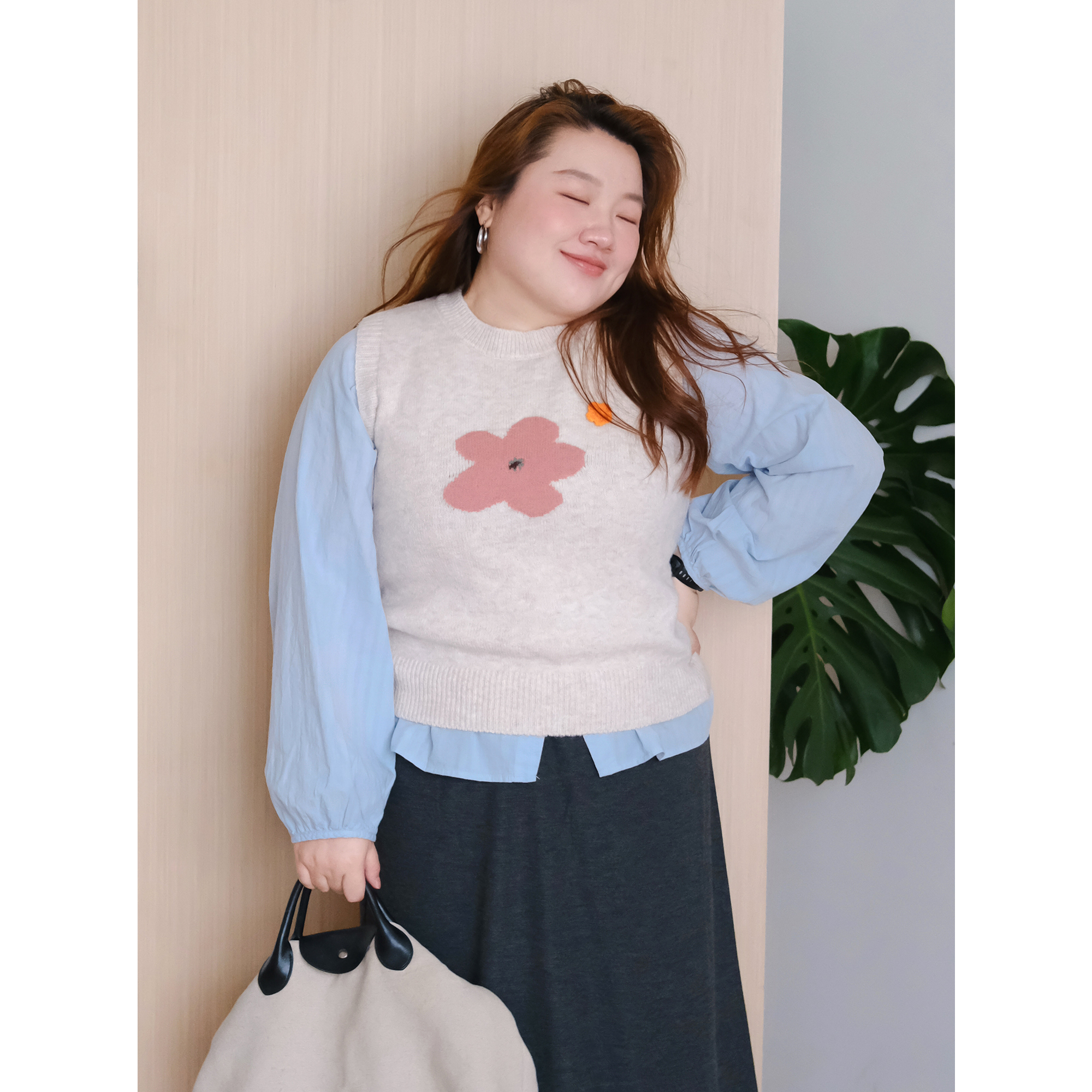 zooobaby09/08韩系简约针织背心圆领套头毛衣宽松上衣