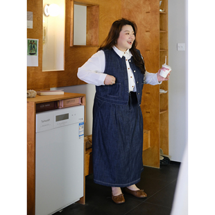 两件套 韩系简约牛仔马甲半身裙套装 24早春新品