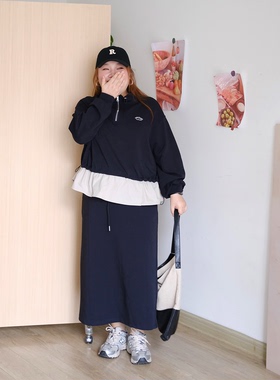 zooobaby09/22韩系简约立领卫衣半身裙两件套