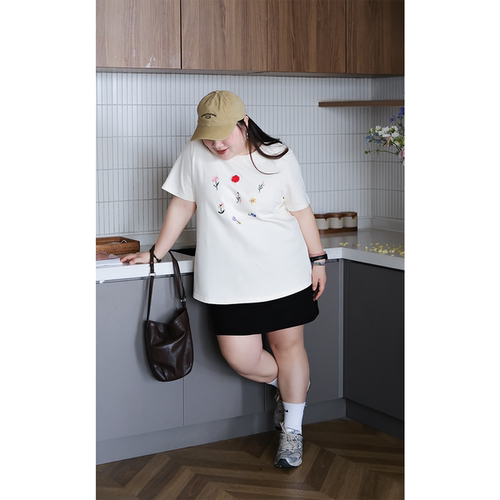 zooobaby03/03晚八点 立体刺绣宽松短袖T恤碎花百搭显瘦上衣