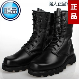 3515强人真品男靴男皮靴头层牛皮耐磨单靴真皮男鞋 系带侧拉链战靴