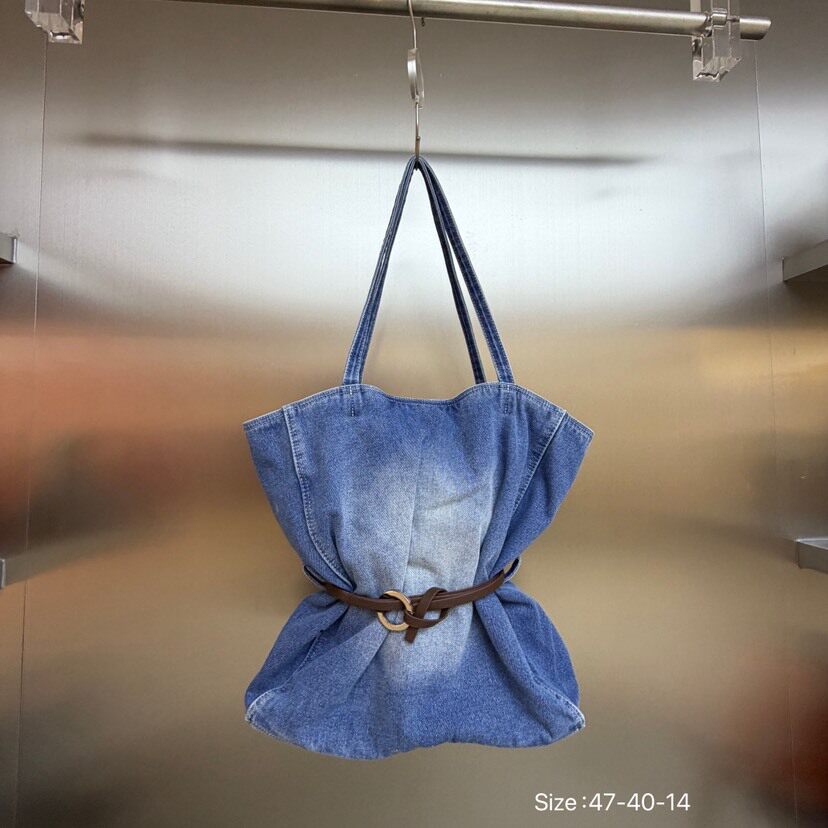 欧美复古慵懒风水洗牛仔托特包百搭大学生上课通勤手提单肩腋下包
