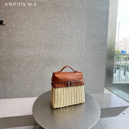 包包女2026新款网红撞色复古竹编