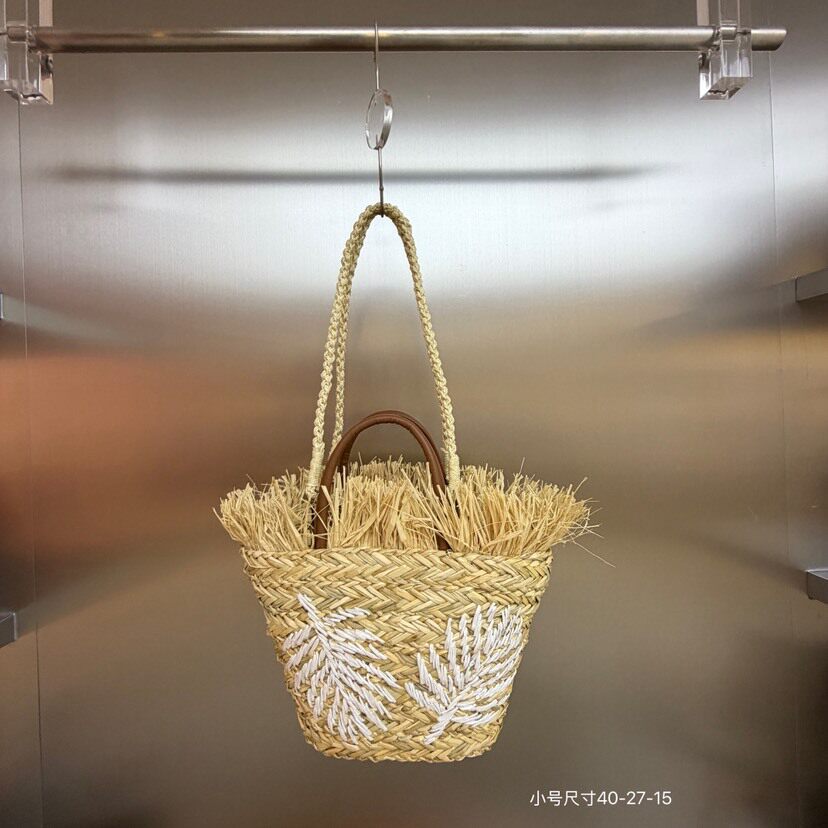 纯手工编织包棕榈叶草编法式托特包夏日度假女单肩菜篮子沙滩包潮