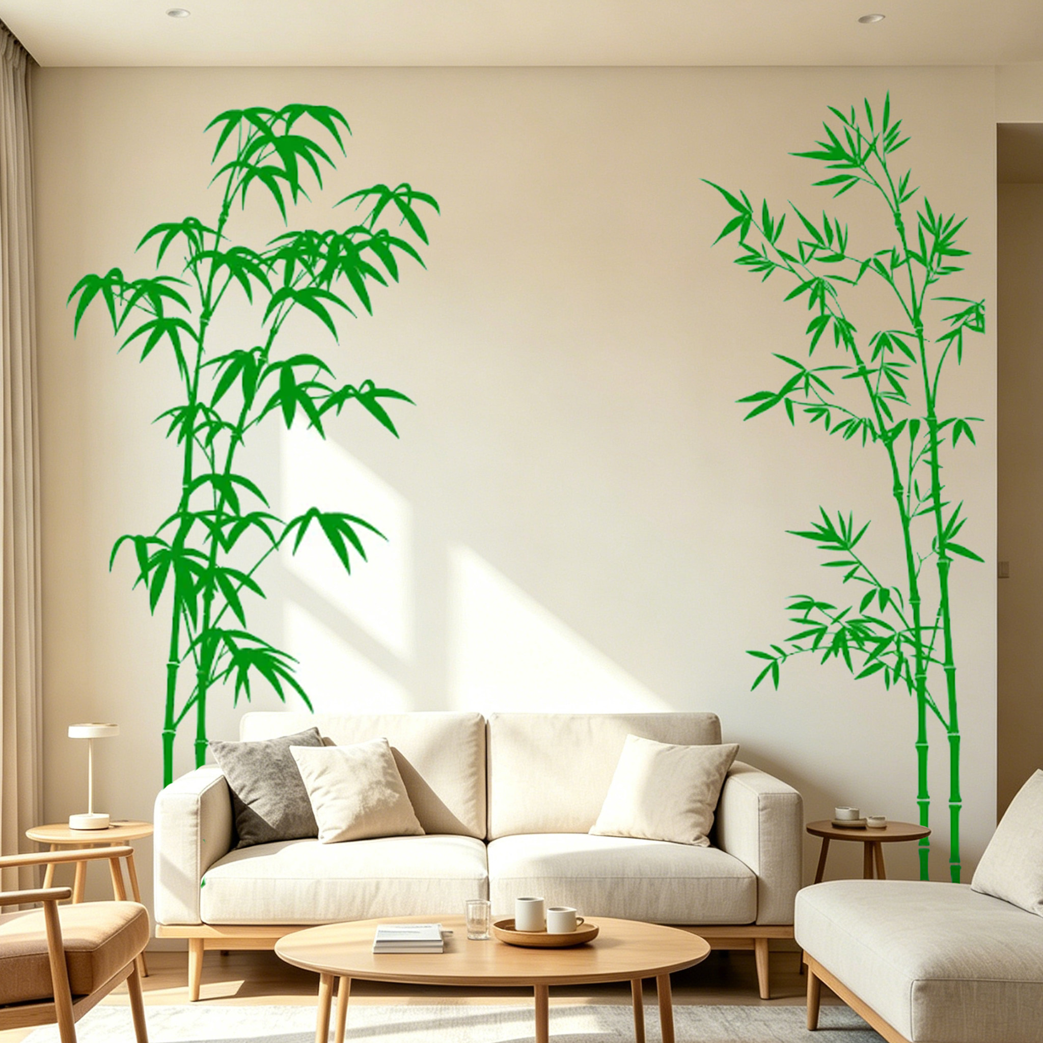 绿竹古风防撞玻璃墙贴可定制