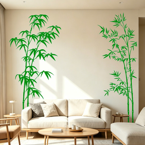 绿竹古风防撞玻璃墙贴可定制